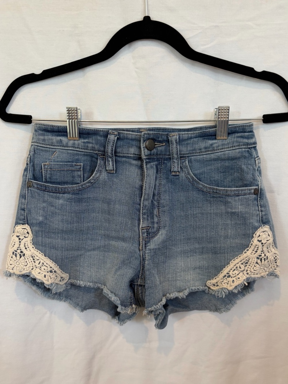 Mossimo Supply Co. Light Blue Denim Shorts with Cream Crochet Trim